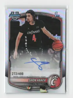 2025-26 Bowman Chrome University Prospect Autographs Refractors Shon Abaev /499 - Image 1