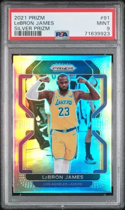 2021-22 Panini Prizm Basketball LEBRON JAMES Silver PRIZM #91 PSA 9 MINT - Image 1