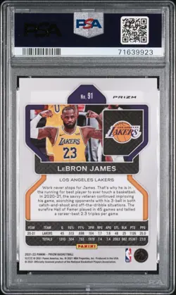 2021-22 Panini Prizm Basketball LEBRON JAMES Silver PRIZM #91 PSA 9 MINT - Image 2