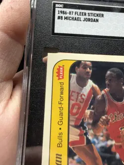 1986-87 Fleer - Stickers Michael Jordan #8 (RC) BEAUTIFUL card. Amazing corners. - Image 5