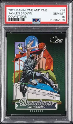2024 PANINI ONE & ONE DOWNTOWN #15 JAYLEN BROWN PSA 10 - Image 1
