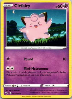 Clefairy 063/185 Common Vivid Voltage Pokemon Lightly Played - Image 1