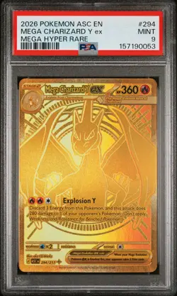 2026 POKEMON ASC EN-ASCENDED HEROES MEGA HYPER RARE MEGA CHARIZARD Y EX PSA 9 - Image 1