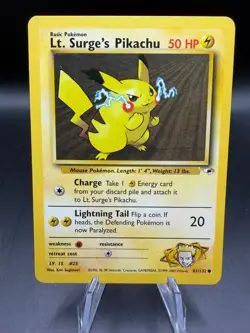 TCG POKEMON LT. SURGE'S PIKACHU 81/132 GYM HEROES - Image 1