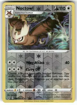 Noctowl 144/202 Rare Sword & Shield Pokemon Reverse Holo Near Mint - Image 1