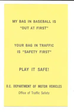 RARE 1970 DC DEPARTMENT OF MOTOR VEHICLES mike epstein JEWISH yellow SENATORS - Image 2