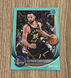 2025-26 Topps Bowman Chrome Stephen Curry Aqua Mojo /125 - Image 1
