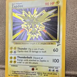 Pokemon TCG WOTC Base Set 2 Zapdos 20/130 Unlimited Holo Rare English 90 HP - Image 3