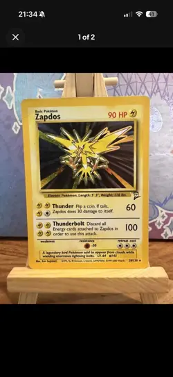 Pokemon TCG Zapdos Base Set 2 Holo Unlimited Rare Card 20/130 plus two cards - Image 1