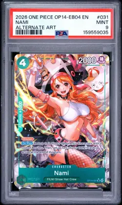 2026 ONE PIECE OP14 - EB04 - #031 ALTERNATE ART NAMI PSA 9 - Image 1
