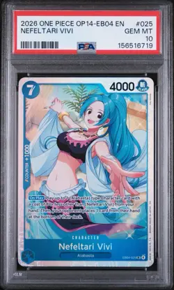 One Piece PSA 10 GEM MINT Nefeltari Vivi Azure Sea's Eng Foil Card OP14-EB04 025 - Image 1