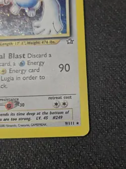 Lugia 9/111 Holo Rare Pokemon 2000 Neo Genesis MP - Image 4