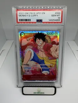 2022 ONE PIECE OP01-ROMANCE DAWN #024 MONKEY D. LUFFY PSA 10 GEM MINT - Image 1
