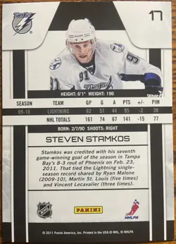 2010-11 Zenith Steven Stamkos #17 Tampa Bay Lightning - Image 2