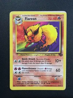 Pokemon WOTC TCG Flareon 19/64 Jungle Non Holo Rare LP Sun Damage - Image 1
