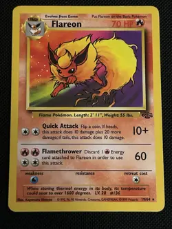 Pokemon TCG Flareon Card 19/64 Jungle Set Non-Holo Rare, Vintage WOTC LP Cond - Image 3