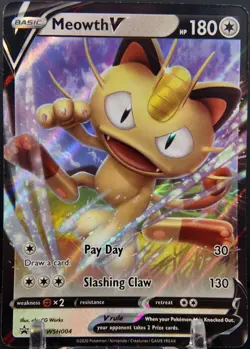 Meowth V SWSH004 (NM) - Sword & Shield Black Star Promo - Full Art Pokemon TCG - Image 1