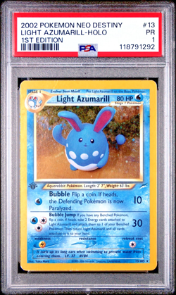 PSA 1 1ST EDITION 2002 Neo Destiny Light Azumarill 13/105 Holo Foil Pokemon - Image 1