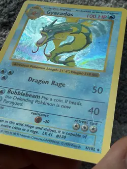 MP | Pokemon TCG Gyarados 006/102 Base Set (Shadowless) Holo Rare Vintage 1999 - Image 3