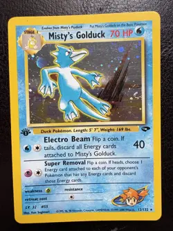 Pokemon 1st Edition Misty's Golduck 12/132 Gym Heroes Holo WOTC LP - Image 1