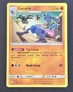 Lucario 117/236 Rare SM Unified Minds Pokemon Card TCG - Image 1