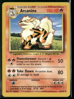 Arcanine 23/102 Uncommon Base Set Unlimited Pokemon Lightly Played - Image 1