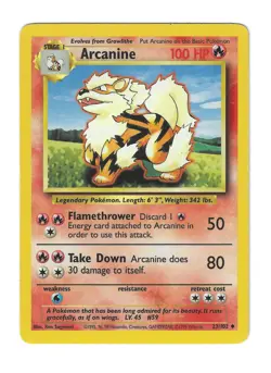 Arcanine 23/102 Base Set Pokemon Card LP - Image 1