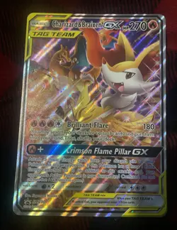 Pokemon Charizard & Braixen GX TAG TEAM SM230 Black Star Promo Holo Jumbo - Image 1
