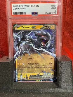 2025 Pokemon Black Bolt #034 Zekrom EX PSA 9 Mint Card - Image 1