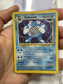 Pokemon TCG Poliwrath Base Set 13/102 Holo Rare MP Pokemon Card Vintage WOTC Vtg - Image 1