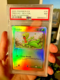 PSA 7 NM Treecko Ruby & Sapphire Reverse Holo Pokemon Card #75/109 - Image 1
