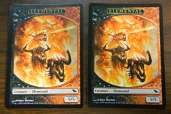 MTG Shadowmoor Red Black Elemental Token x2 (2008) Excellent - NM Condition - Image 1