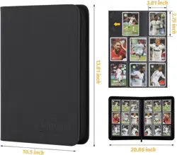 9-Pocket Zip Card Binder – 540 Double-Sided PU Album for MTG, TCG, Sports (Black - Image 2