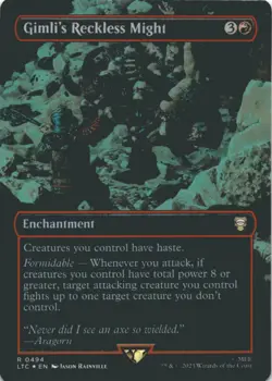MTG Gimli's Reckless Might (Borderless) Foil NM Commander Lord of the Rings LOTR - Image 1