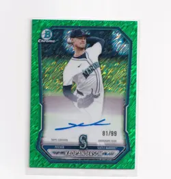 2026 TOPPS BOWMAN CHROME KADE ANDERSON #CPA-KAN GREEN SHIMMER ON CARD AUTO /99 - Image 1