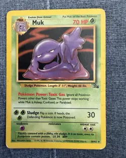 Pokemon TCG Muk 70 HP Pokemon Card 28/62 Fossil Rare Regular EN (1999) - Image 1