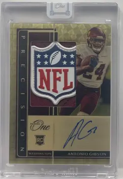 2020 Panini One Antonio Gibson NFL Shield Rookie Patch Auto Gold Vinyl #1/1 RPA - Image 1
