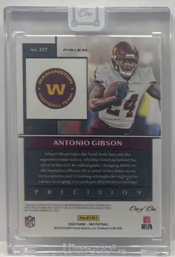 2020 Panini One Antonio Gibson NFL Shield Rookie Patch Auto Gold Vinyl #1/1 RPA - Image 2