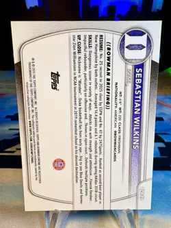 2025-26 Sebastian Wilkins Bowman Chrome U 1st Reptilian Gold Refractor /50 - Image 2