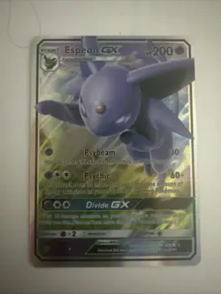 This is a Pokemon TCG Espeon GX Sun & Moon Base Set 61/149 Holo Ultra Rare card. - Image 3