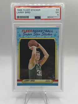 LARRY BIRD 1988 FLEER STICKER #2 CELTICS HOF PSA 5 EX🔥🔥🔥 - Image 1