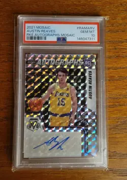 PSA 10 AUSTIN REAVES 2021-22 Panini Mosaic Autographs AUTO RC Prizm - Image 1