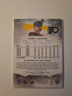 Dual 2 Color Jersey Auto #'d /25 - John Leclair. Flyers Legend NHL Artifacts - Image 5