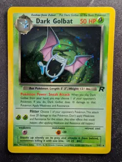 Dark Golbat - 7/82 Holo Rare - Team Rocket (Pokemon) NM #1 SWIRL - Image 1
