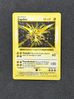 Zapdos 16/102 Shadowless Base Set Holo Rare Pokemon Card - Image 1