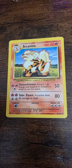 Arcanine 23/102 Uncommon Base Set Unlimited Pokemon Lightly Played - Image 1