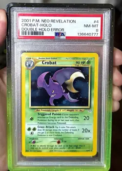 2001 Pokemon Neo Revelation Crobat Holo Card 4/64 PSA 8 Double Holo Error - Image 1