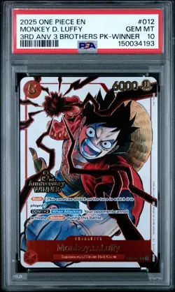 2025 ONE PIECE 3RD ANNIVERSARY TOURNAMENT 3 BROTHERS PACK MONKEY D. LUFFY PSA 10 - Image 1