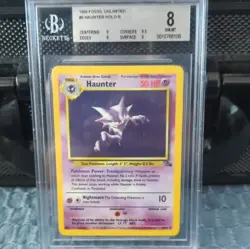 Pokemon Haunter Fossil Unlimited Holo Rare 6/62 Beckett 8 Card TCG 1999 - Image 1