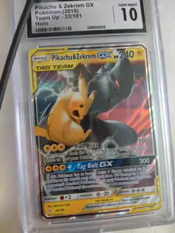 Pokemon TCG Pikachu & Zekrom GX Team Up Holo Card 33/181 CGC 10 Gem Mint English - Image 3